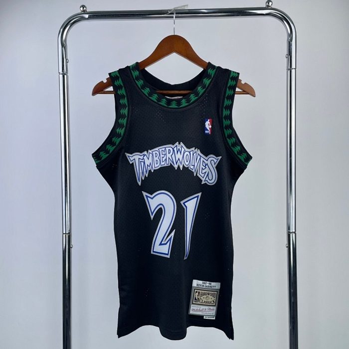 MN Retro :SW Timberwolves 97/98/99 Preto #21 Garnett
