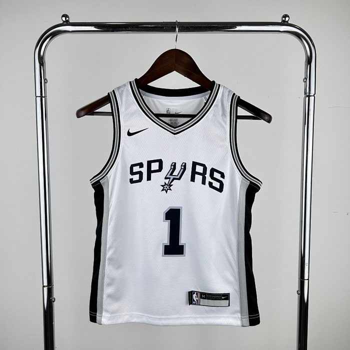 Juvenil Infantil Kit :Spurs Preto #1 Wembanyama