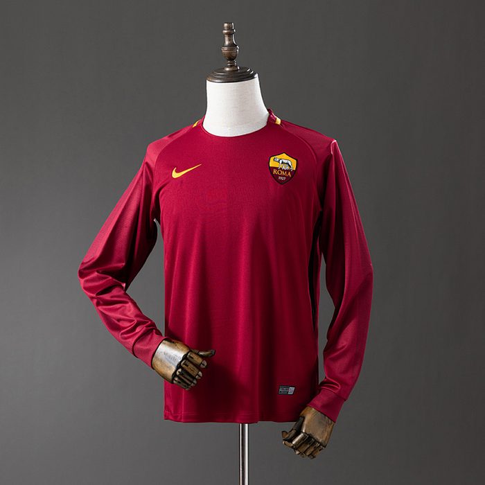 Retro Long Sleeve Roma 17/18 Home S-XXL