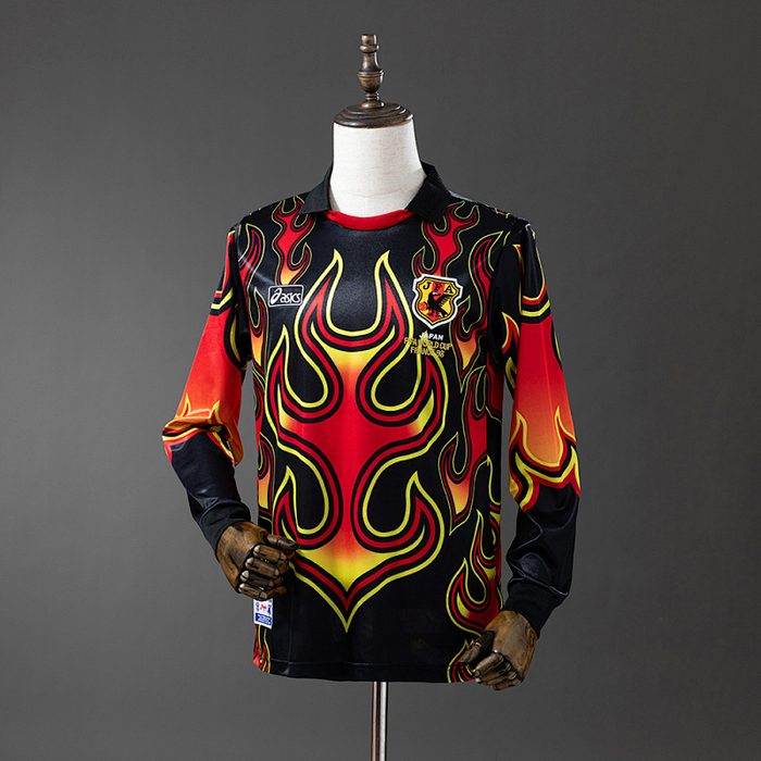 Japan 1998 Goalkeeper Black Fireworks Long Sleeve Retro Jersey S-XXL
