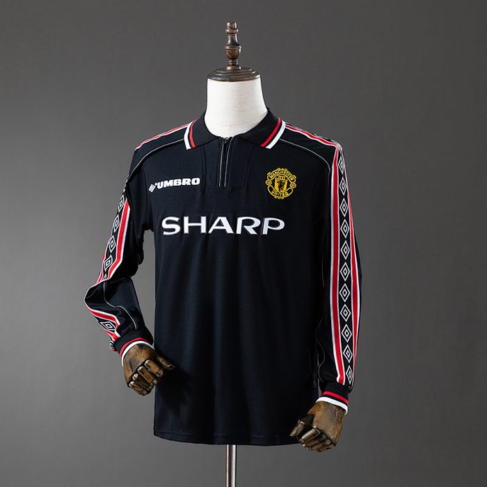 M-U 1998/99 Black Long Sleeve Retro Jersey S-XXL