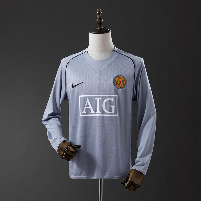 M-U 2007 Goalkeeper Grey Long Sleeve Retro Jersey S-XXL