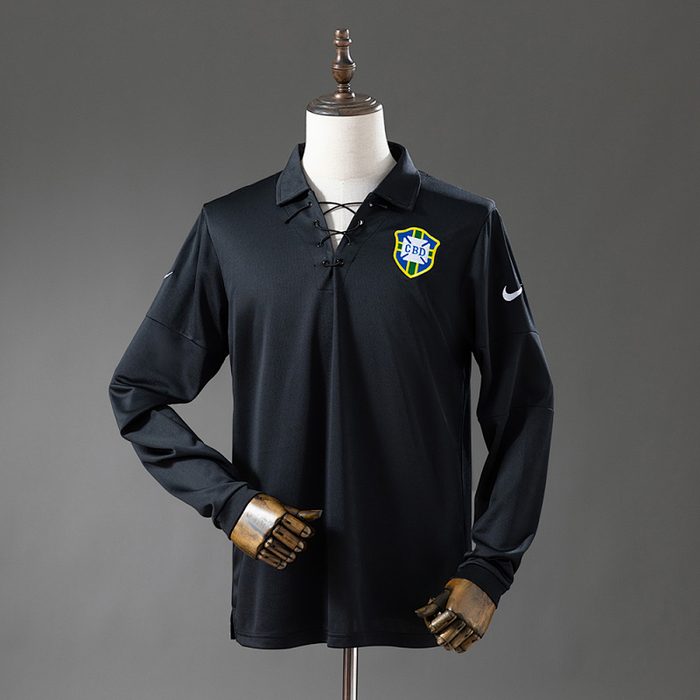 Brazil 2004 Special Edition Black Long Sleeve Retro Jersey S-XXL