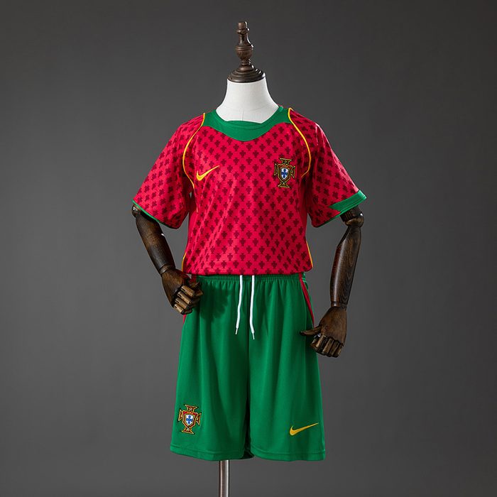 Portugal 2004 Home Retro Kids Kit Jersey Size 16-28