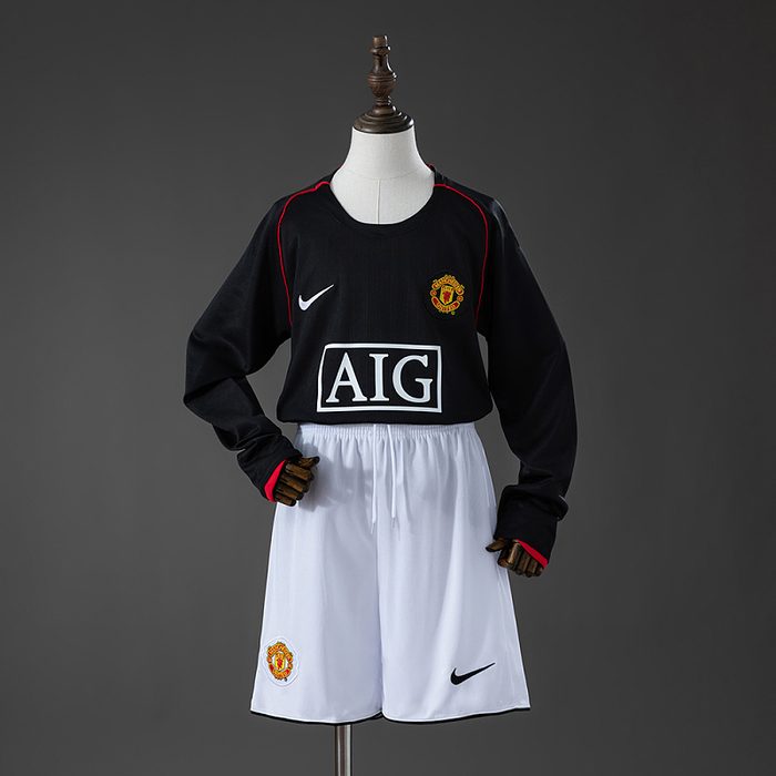 M-U 07/08 Away Retro Long Sleeve Kids Kit Jersey SIZE 16-28