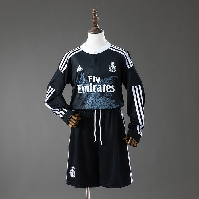 Real Madrid 14/15 Third Away Retro Long Sleeve Kids Kit Jersey SIZE 16-28