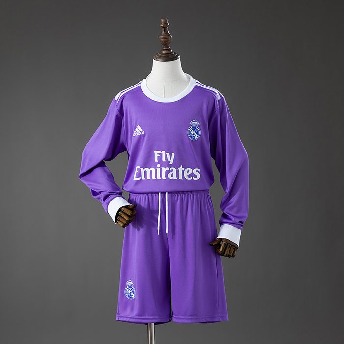 Real Madrid 16/17 Away Retro Long Sleeve Kids Kit Jersey SIZE 16-28