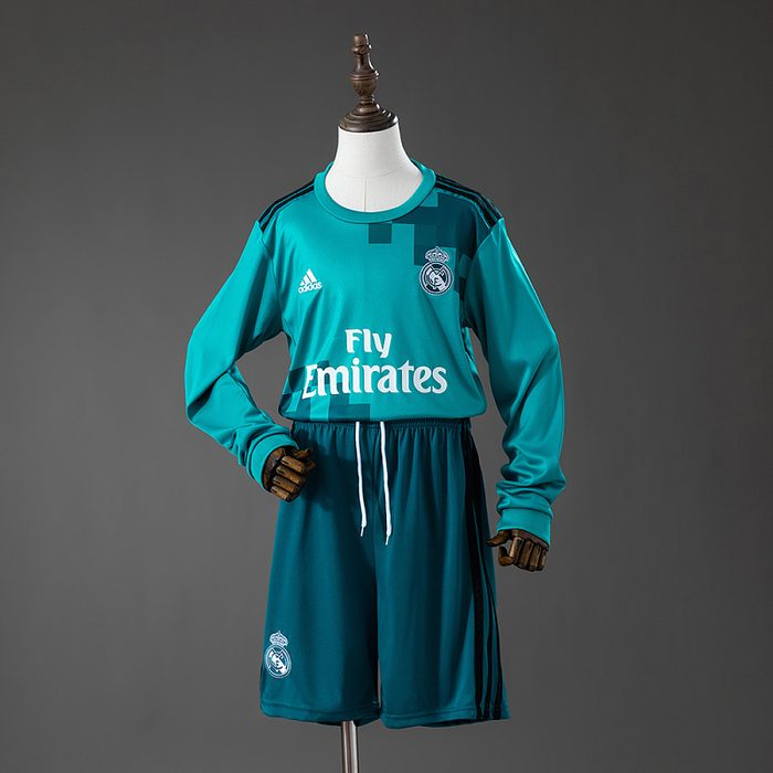 Real Madrid 17/18 Third Away Retro Long Sleeve Kids Kit Jersey SIZE 16-28